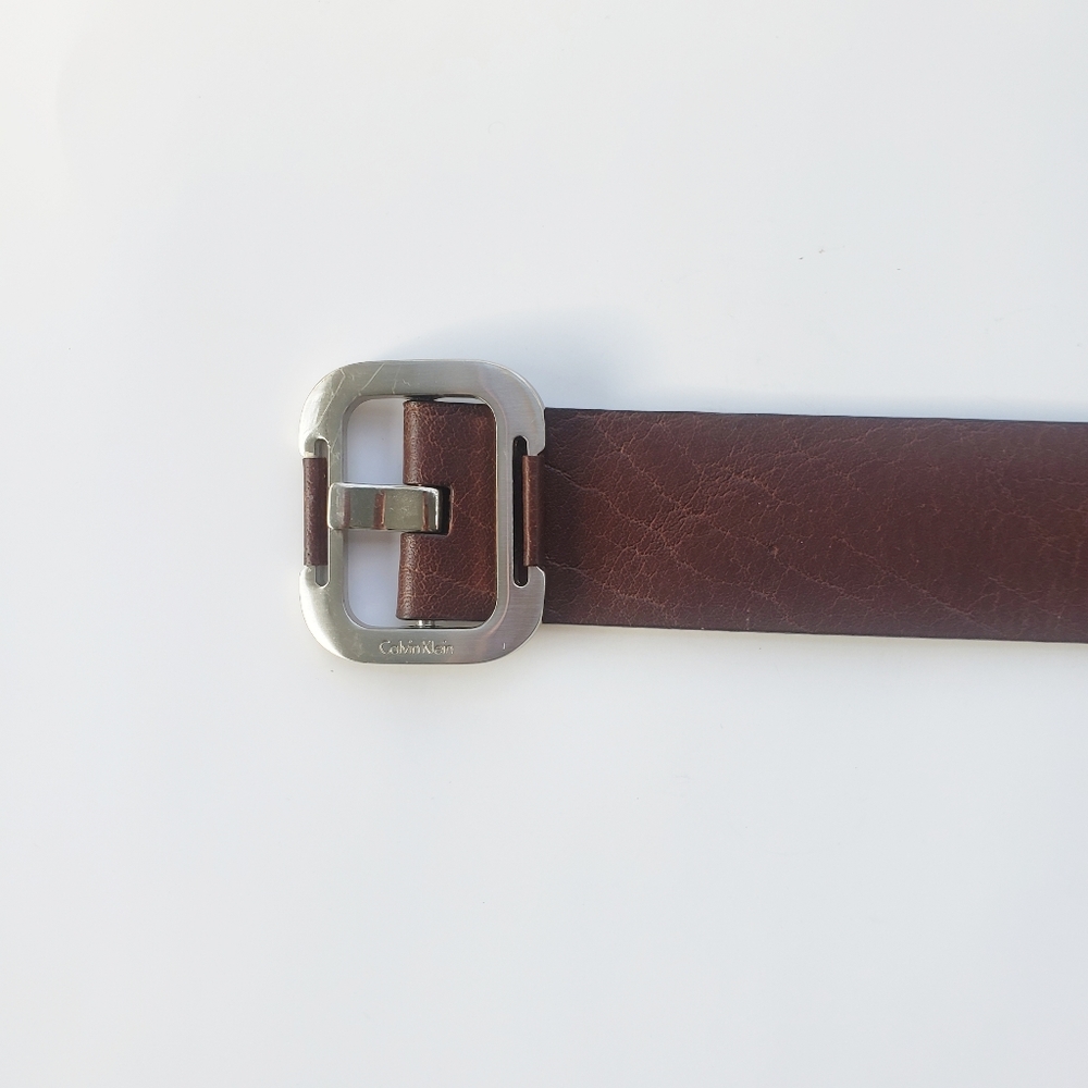 Brown Calvin Klein Metallic Interior Leather Belt